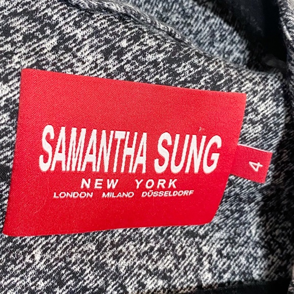 Samantha Sung Black/White Print Wrap Dress - Picture 6 of 11